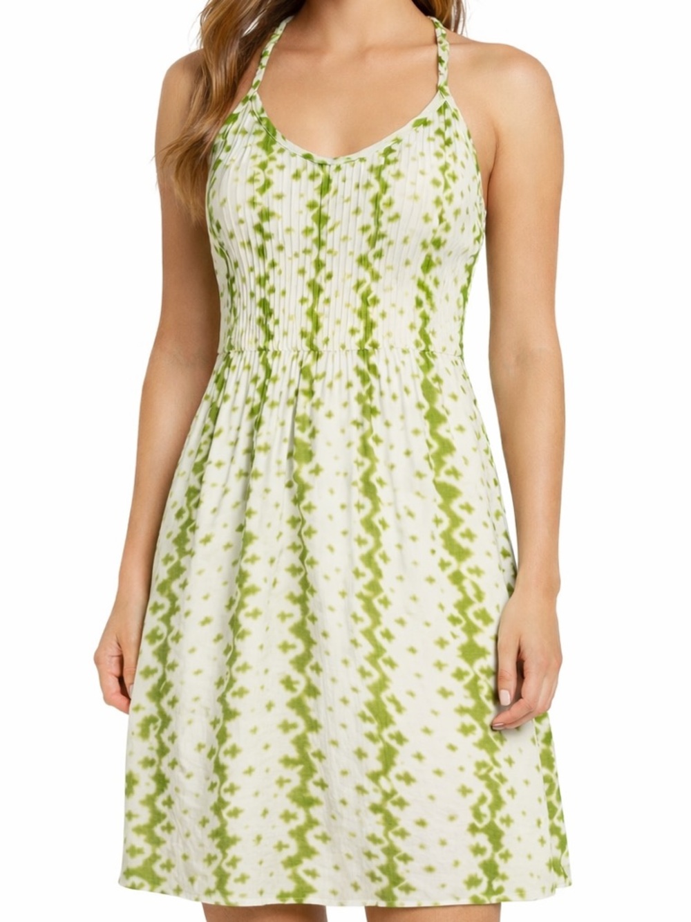 Banana Republic White and Green Tie-Dye Mini Sundress
